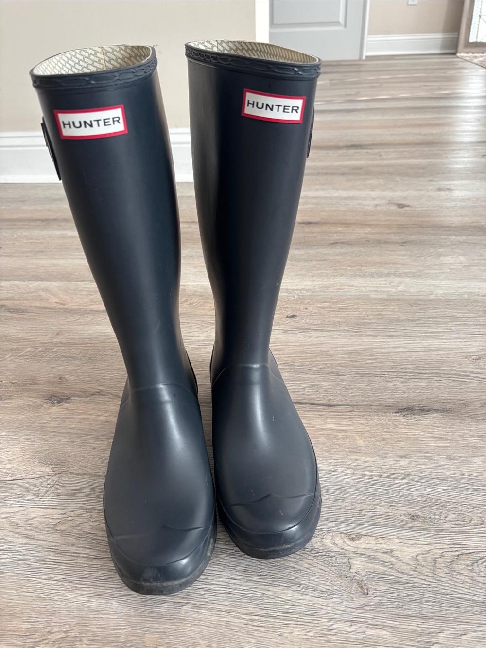 Hunter Huntress- Matte Navy Blue Women's Waterproof Tall Rain Boots - Size 10